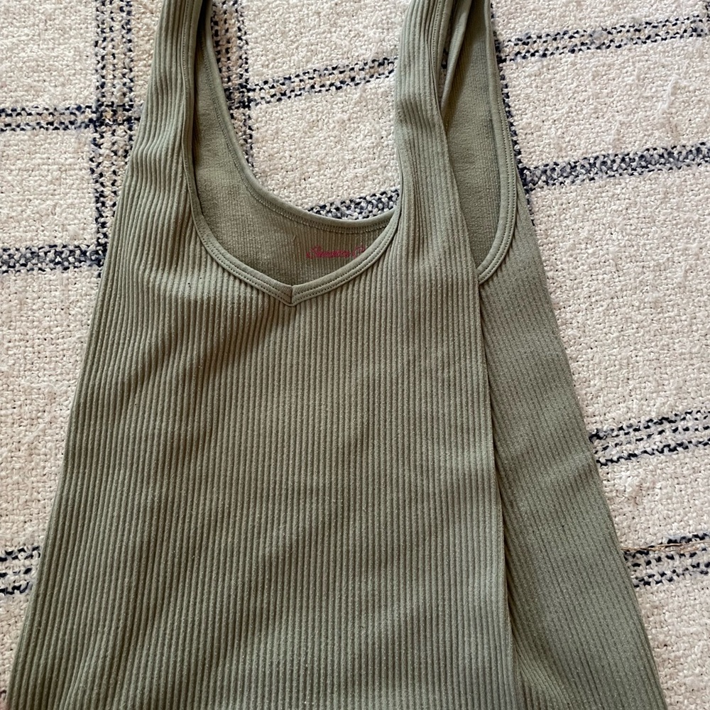 Olive Ribbed Crop Top